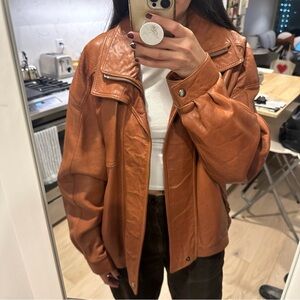 Genuine Leather Jacket in Tan / Brown / Camel - size L